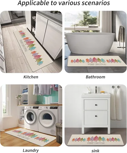 Miniatura 5 de Tapete de baño de Navidad para bañera, antideslizante, de secado rápido y absorbente, tierra de diatomeas, fregadero, dormitorio, cocina, tapete