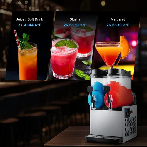 Miniatura 2 de TECSPACE Slushy Machine 2 tanques 8 galones, máquina comercial granizado 1060 W, 30L Slushy Maker para margarita, cóctel, vino, daiquiri