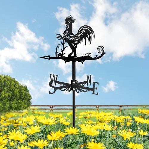 Miniatura 2 de Fenteer Veleta de metal de gallo, para montaje en techo, para exteriores, para jardín, jardín, cobertizo, patio y decoración de patio