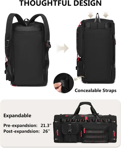 Miniatura 4 de Bolsas de gimnasio para hombres y mujeres, 45L grande de viaje de fin de semana, mochila deportiva con zapatos y compartimento para laptop, bolsa