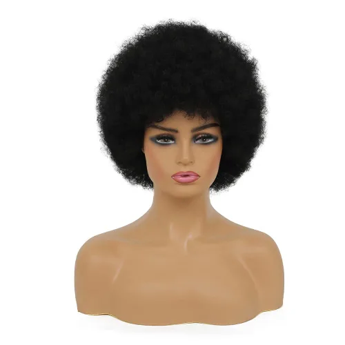 Miniatura 3 de Kaneles Pelucas cortas y rizadas para mujer, estilo afro, estilo afro, disfraz de los años 70 y 80, peluca negra esponjosa, pelucas divertidas