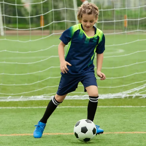 Miniatura 2 de JABASIC - Tacos de fútbol para exteriores para niños, zapatos de fútbol atléticos y firmes