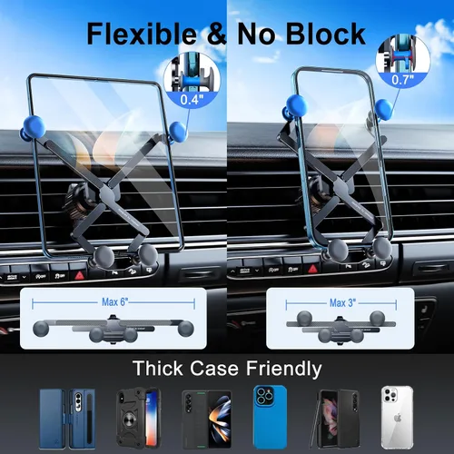 Miniatura 4 de Z Fold 5 - Soporte para automóvil, [2 formas y funda gruesa] Soporte de teléfono celular por gravedad para Samasung Galaxy Fold 7 6 5 4 3 2