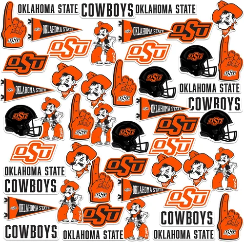 Oklahoma State University - Paquete variado de 50 calcomanías de vinilo grandes de lujo, para laptop, botella de agua, álbumes de recortes, tableta,