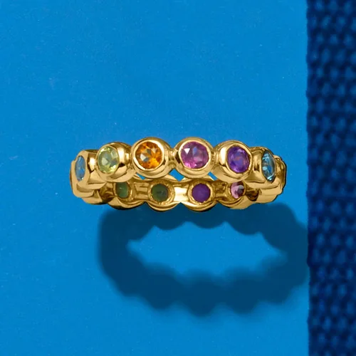 Miniatura 5 de Ross-Simons Anillo de eternidad con piedras preciosas múltiples de 1,10 qt en oro de 18 quilates sobre plata esterlina