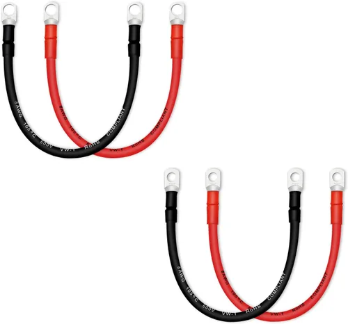 Miniatura 30 de Cable de batería, cables de batería 2 AWG con terminales, 2 cables de batería de cobre (1 pie).