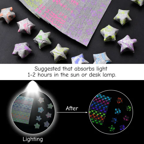 Miniatura 3 de 360 hojas de tiras de papel de origami, 7 colores brillantes y luminosos, tiras de estrellas de papel de estrella, tiras de papel de estrella
