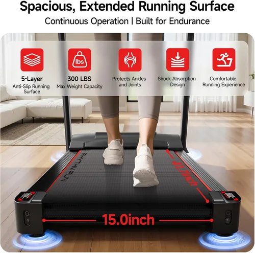 Miniatura 12 de RHYTHM FUN 8.0 MPH Treadmills for Home, Running Walking Pad Treadmill with Incline up to 8%, Foldable Treadmill with Handle Bar, Low Noise Walking