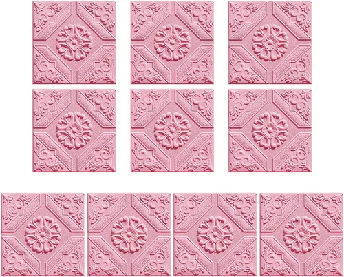 Miniatura 12 de ECYC Ltd 10 paneles de pared de espuma 3D autoadhesivos de 13.78 x 13.78 x 0.12 pulgadas, paneles de pared de flores 3D para despegar y pegar