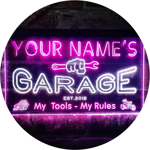 ADVPRO personalizado: tu nombre estación del año, garaje temático, cueva para hombres. Decoración con doble color LED neón signo st6-pp1-tm Blanco y