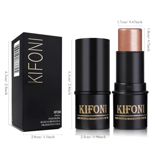 Miniatura 9 de Kit de maquillaje en barra de contorno de crema de 2 piezas, resaltador brillante y bronceador, varita de contorno de barra bronceadora, resistente