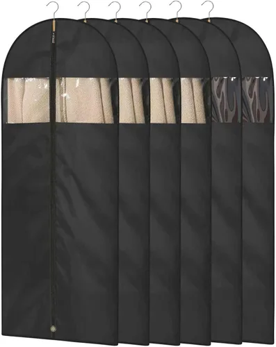 Miniatura 14 de Bolsas de vestir para vestidos, bolsas de ropa de 65 pulgadas de largo para colgar ropa, paquete de 3 fundas plegables con ventana transparente
