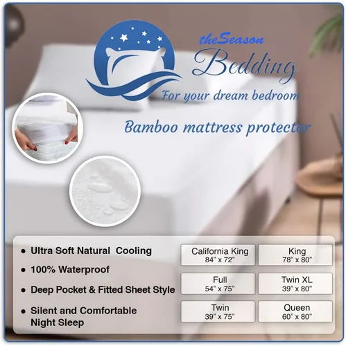 Miniatura 7 de Protector de colchón de mezcla de algodón turco que proporciona una superposición impermeable confiable y flexible, protección contra la humedad