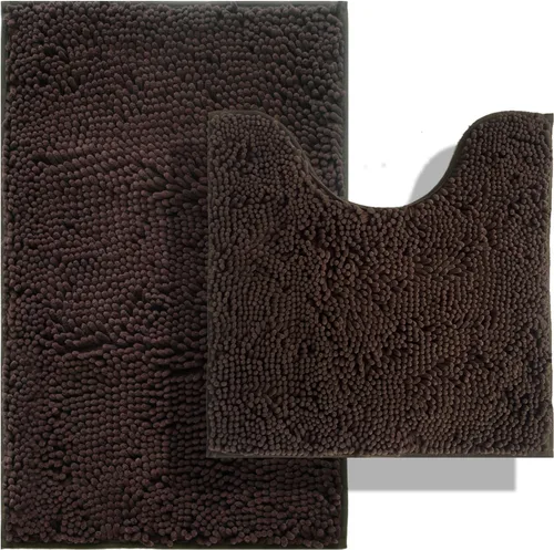 Miniatura 28 de Juegos de alfombras de baño de 2 piezas, alfombra de baño de felpilla extra suave ultra absorbente, alfombra de baño con base antideslizante de PVC