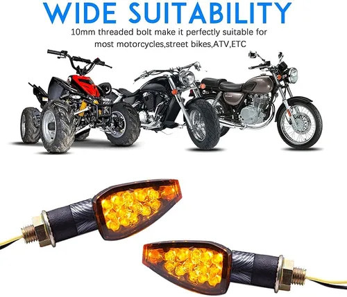 Miniatura 7 de DREAMIZER 4 unids universal motocicleta LED intermitentes luces intermitentes luces intermitentes luz ámbar compatible con Yamaha MT03 MT07 MT09