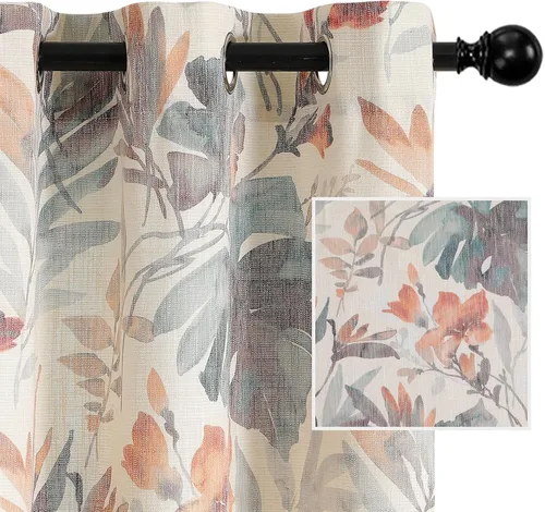 Miniatura 10 de MYSKY HOME - Cortinas plisadas con estampado floral para sala de estar/comedor, cortinas plisadas para proteger la privacidad, 84 pulgadas de largo