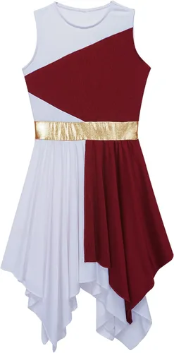 Miniatura 64 de CHICTRY Vestido de baile lírico sin mangas asimétrico para niñas, disfraz de adoración litúrgica contemporánea