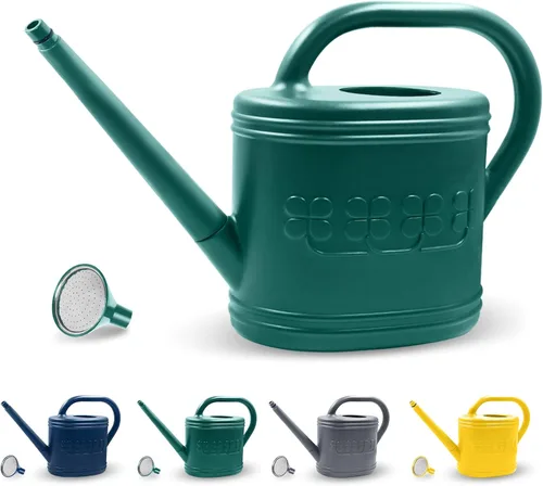 Miniatura 8 de Regadera de 2 galones, regadera al aire libre para plantas, regadera de jardín con boquilla larga extraíble y cabezal de rociador de acero Azul