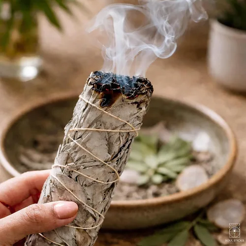 Miniatura 5 de SOUL STICKS Paquete de 3 Palos de Salvia Blanca Orgánica de 4 Pulgadas para Sahumerio Cantidades a Granel para Limpieza del Hogar, Meditación