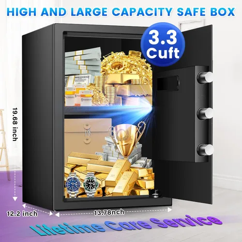 Miniatura 2 de Caja fuerte de 19.69 pulgadas de alto, caja fuerte para el hogar de 3.3 pies cúbicos con bolsa impermeable ignífuga, caja de seguridad digital