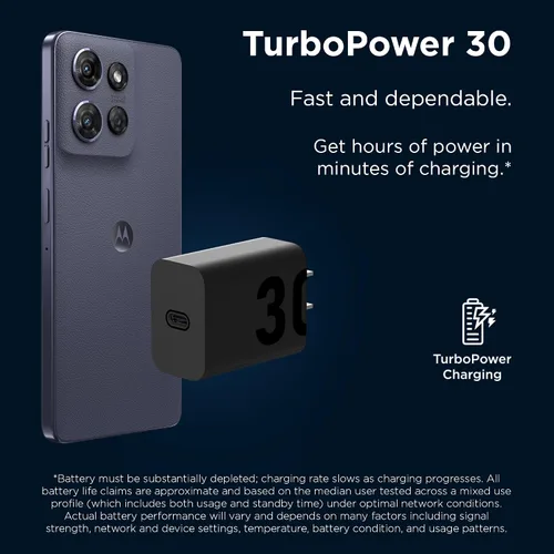 Miniatura 6 de Motorola TurboPower 30 Cargador USB-C - Sin cable - para Moto G 2025, G Power 2025, G Power 5G (2024), Moto G Stylus 5G (2024), Motorola Razr