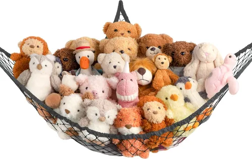 Miniatura 18 de Red de Hamaca de Almacenamiento para Animales de Peluche en la Esquina - Gran Red de Hamaca de Juguete para Decoración de Habitación de Animales