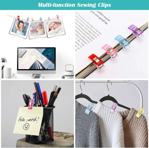 Miniatura 6 de Doukey 100 clips de costura grandes, clips de tela, nociones de costura para coser, suministros de acolchado, herramientas de manualidades, clips