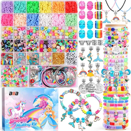 BIIB Kit de fabricación de pulseras para niñas, suministros de arte para niñas de 8 a 12 años, artes y manualidades para niñas de 8 a 12 años,