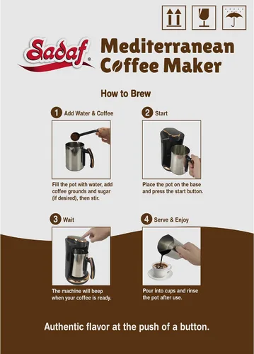 Miniatura 3 de Sadaf Cafetera mediterránea One-Touch - Cafetera eléctrica turca, griega y armenia - Cafetera de acero inoxidable - Control de espuma y sensor