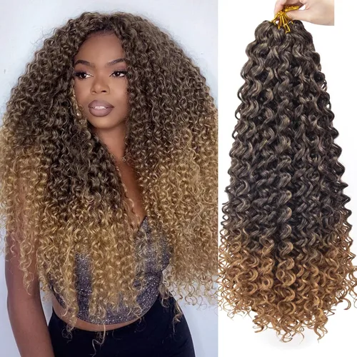 Miniatura 53 de 8 Paquetes de Cabello Rizado con Ganchillo GoGo, Cabello Rizado con Ganchillo para Mujeres Negras, Trenzado de Onda Profunda, Cabello Sintético