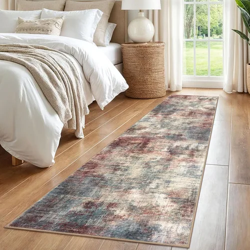 Miniatura 945 de IOHOUZE Alfombra abstracta lavable de 3 x 12 pies para pasillos, antideslizante para cocina, camino de entrada de lana sintética para interiores