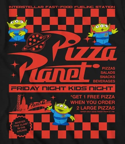 Miniatura 3 de Disney Pixar Toy Story Pizza Planet Take Out Flyer Disneyland World Tee Funny Humor Camiseta gráfica para hombre