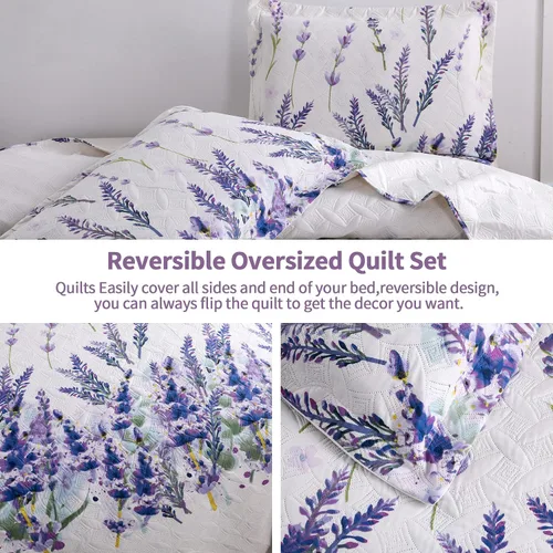 Miniatura 4 de Juego de colcha de tamaño King, colcha floral King, juego de ropa de cama de verano, colcha ligera, colcha floral, colcha reversible, ropa de cama