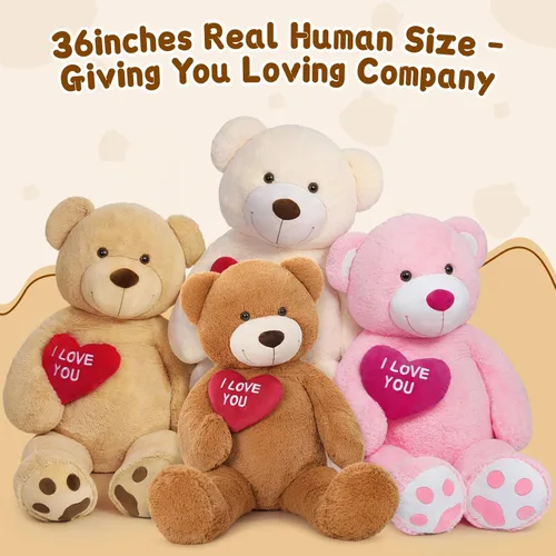 Miniatura 2 de MaoGoLan Oso de peluche grande con corazón rojo "I Love You", regalo de oso de peluche grande de 36 pulgadas para niños, novio, novia, esposa