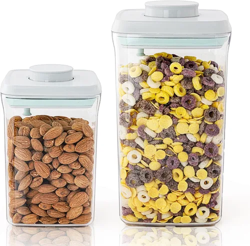 Miniatura 56 de Recipientes Herméticos Pop Apilables - Paquete de 2 Recipientes de Almacenamiento de Cereales con Tapas Herméticas, Recipientes Pop Up a Prueba