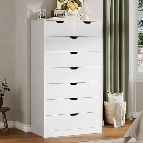 Miniatura 11 de HAUOMS Cómoda alta de 5 cajones, cómoda moderna negra para dormitorio, vestidor de armario con cajones para sala de estar, entrada, pasillo Negro