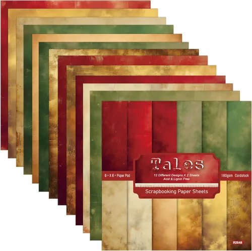 Miniatura 15 de Papel para álbum de recortes con patrón navideño, suministros de producción de tarjetas de 6 pulgadas, 24 hojas de cartulina libre de ácido de un