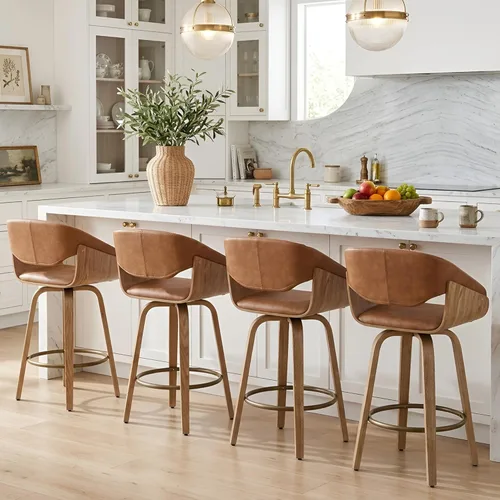 Miniatura 12 de LukeAlon Taburete de Bar Moderno de Sherpa Individual, Taburetes de Altura de Asiento Bajo de 26 Pulgadas Tapizados con Altura de Encimera sin