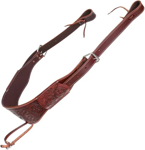Western Leather Horse Saddle Tooled Acolchado Flanco Trasero Cinch Mano Tooled ME-LCG-003