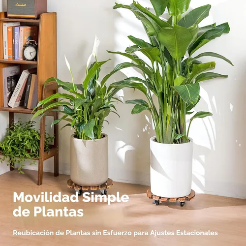 Miniatura 5 de Bamworld Soporte para Plantas al Aire Libre con Bandeja Rodante Organizador para Plantas con Ruedas 12 Pulgadas Carro de Plantas con Ruedas Carro