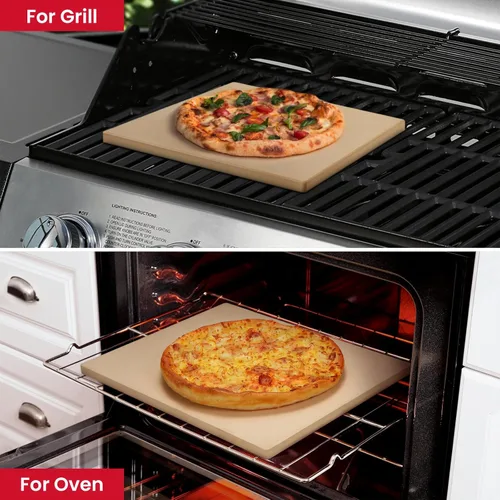 Miniatura 3 de Unicook Piedra grande para pizza para horno y parrilla, piedra de hornear resistente para pan, bandeja de pizza de cordierita resistente a