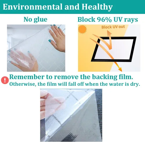 Miniatura 27 de Película esmerilada de privacidad para ventana, sin pegamento, protección de privacidad, control de calor, anti UV, vitrales de hierro para el hogar