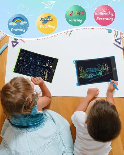 Miniatura 4 de TECJOE Tableta de Escritura LCD, 8.5 Pulgadas, Paquete de 2 Tableros de Garabatos Coloridos, Tableta de Dibujo para Niños, Juegos de Viaje