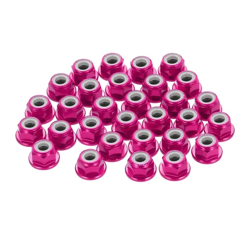 Miniatura 39 de MECCANIXITY 30 piezas de tuercas de bloqueo de aleación de aluminio M5 con paso de 0.8 mm, tuercas hexagonales con brida de nylon con rosca dentada