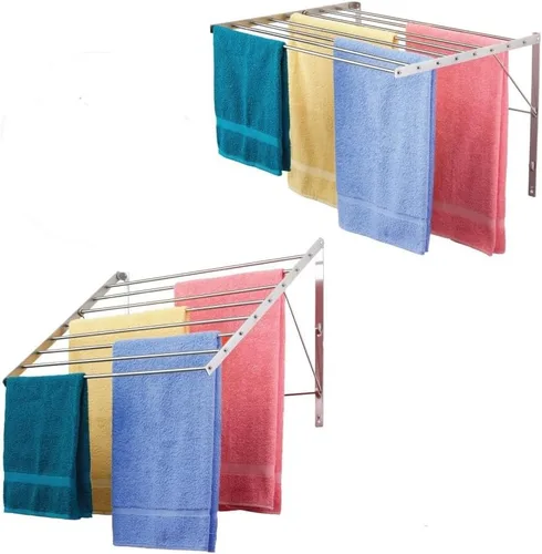 Smartsome | Montaje en la pared | Tendedero de secado de ropa | 30 pulgadas de ancho | 20 pies lineales de capacidad | 8 varillas redondas lisas de