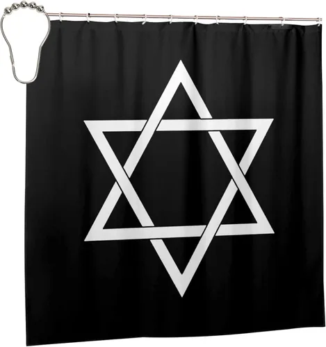 Miniatura 2 de Star of David - Cortina de ducha con ganchos, tela impermeable, juego de cortina de ducha para baño, duchas y bañeras, 72 x 72 pulgadas