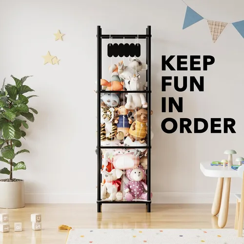 Miniatura 6 de SpaceAid Organizador de Almacenamiento de Animales de Peluche, Soporte de Almacenamiento de Juguetes de Peluche del Zoológico de Animales de Madera