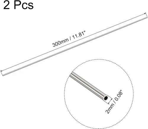 Miniatura 2 de uxcell Tubo redondo de acero inoxidable 304 0.079 in OD 0.012 in espesor de pared 11.811 in longitud 2 piezas