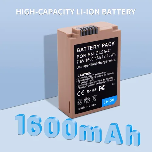 Miniatura 2 de Paquete de 2 baterías de repuesto EN-EL25 EN-EL25a con puerto de carga rápida USB-C compatible con cámara Nikon ZFC / Z30 / Z50, cargador MH-32
