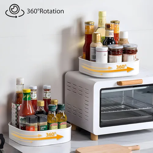 Miniatura 2 de Semlos Lazy Susan rectangular de 9 pulgadas, organizador de armario giratorio, estante de especias giratorio para almacenamiento y organización